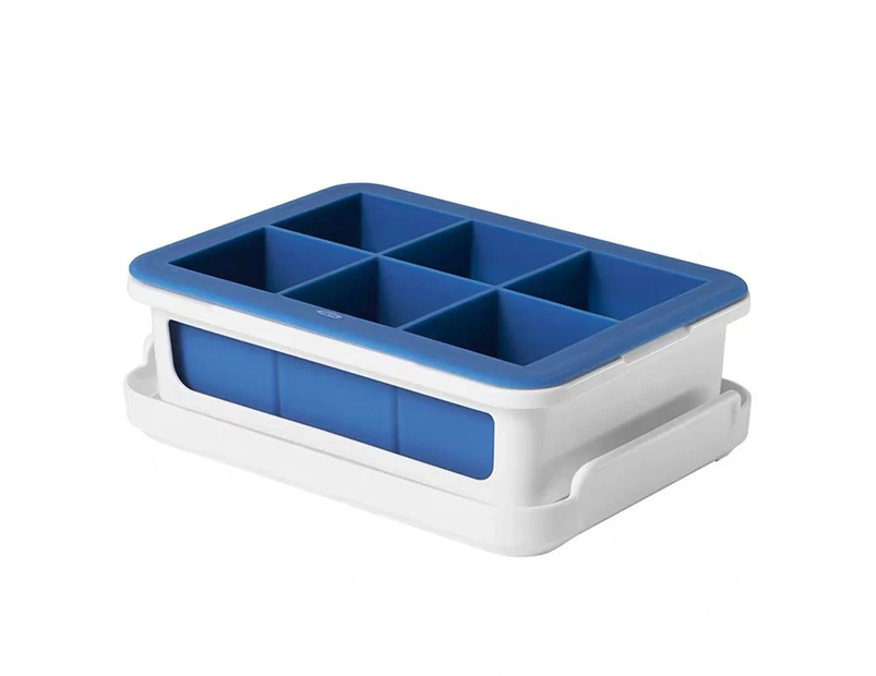 Silicone Stackable Ice Cube Tray with Lid - Large Cube,Dark Blue，glacio Ice  Cube Molds
