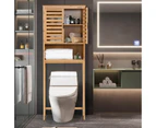 Costway 3-Tier Bamboo Over Toilet Storage Cabinet Bathroom Space Saver Organizer Towel Rack w/Adjustable Shelf