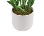 Nnedsz Flowering White Artificial Tulip Plant Arrangement With Ceramic Bowl 35cm