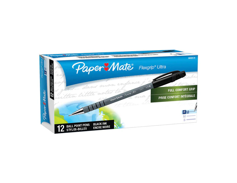 Nnedsz Paper Mate Flex Grip Ball Pen 0.8mm Black Box Of 12