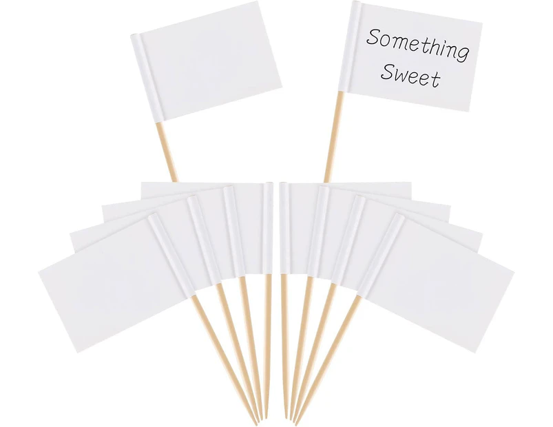 White Blank Toothpick Flags Cheese Markers Marking Blank Labels for Party Cake Food Cheeseplate Appetizers(100 Pieces)