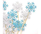 20 Counts Wedding Cake Decorating Frozen Cupcake Toppers Toothpicks, Sliver/Blue/Snow