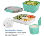 Lunch Box Leak-Proof Bento Box Salad Container With Dressing Container 3 Compartments Salad Box-To-Go For Salads And Snacks, Lunch Box Microwave Heating Fo
