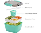 Lunch Box Leak-Proof Bento Box Salad Container With Dressing Container 3 Compartments Salad Box-To-Go For Salads And Snacks, Lunch Box Microwave Heating Fo