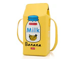 Fruits Banana Strawberry Milk Box Cross Body Purse Bag Women Phone - Yellow
