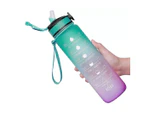 Youngshion 1L Leakproof Sport Water Bottle Reusable Drinking Jug BPA Free with Motivational Time Markings and Removable Straw - Sorbet