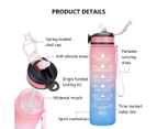 Youngshion 1L Leakproof Sport Water Bottle Reusable Drinking Jug BPA Free with Motivational Time Markings and Removable Straw - Forever Lost