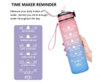 Youngshion 1L Leakproof Sport Water Bottle Reusable Drinking Jug BPA Free with Motivational Time Markings and Removable Straw - Pounamu