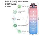 Youngshion 1L Leakproof Sport Water Bottle Reusable Drinking Jug BPA Free with Motivational Time Markings and Removable Straw - Crimson Lake