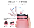 Youngshion 1L Leakproof Sport Water Bottle Reusable Drinking Jug BPA Free with Motivational Time Markings and Removable Straw - Pounamu