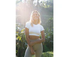 Jerf Womens Captiva White Seamless Crop Top with Short Sleeves