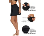 High Waist Yoga Shorts Women Running Tummy Control Spandex Compression Shorts - Black