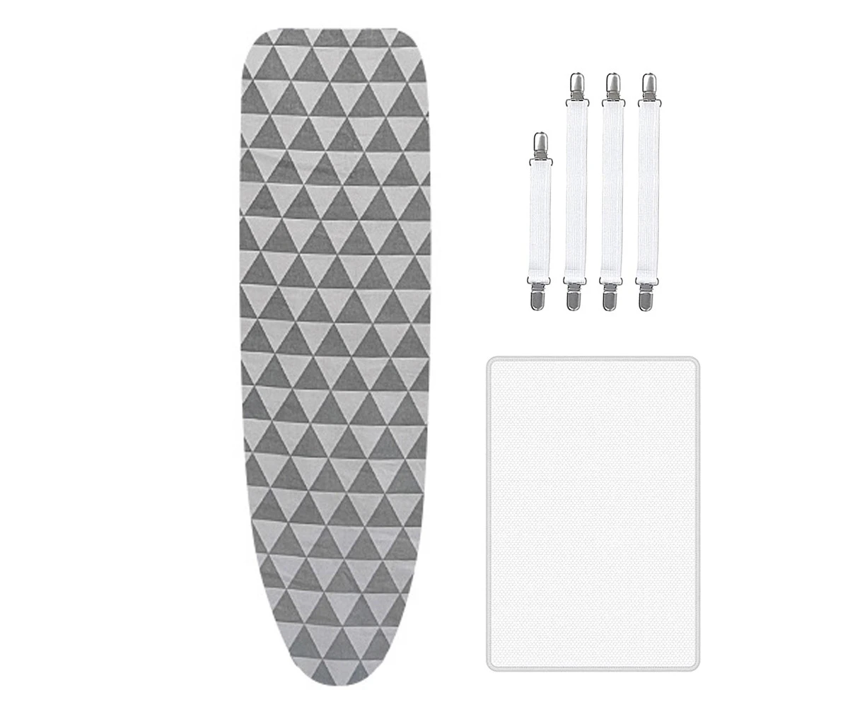 Youngshion 3 In 1 Thickened Padding Ironing Board Cover with Protective Mesh Cloth and 4 Fasteners for Standard and Large Size Boards