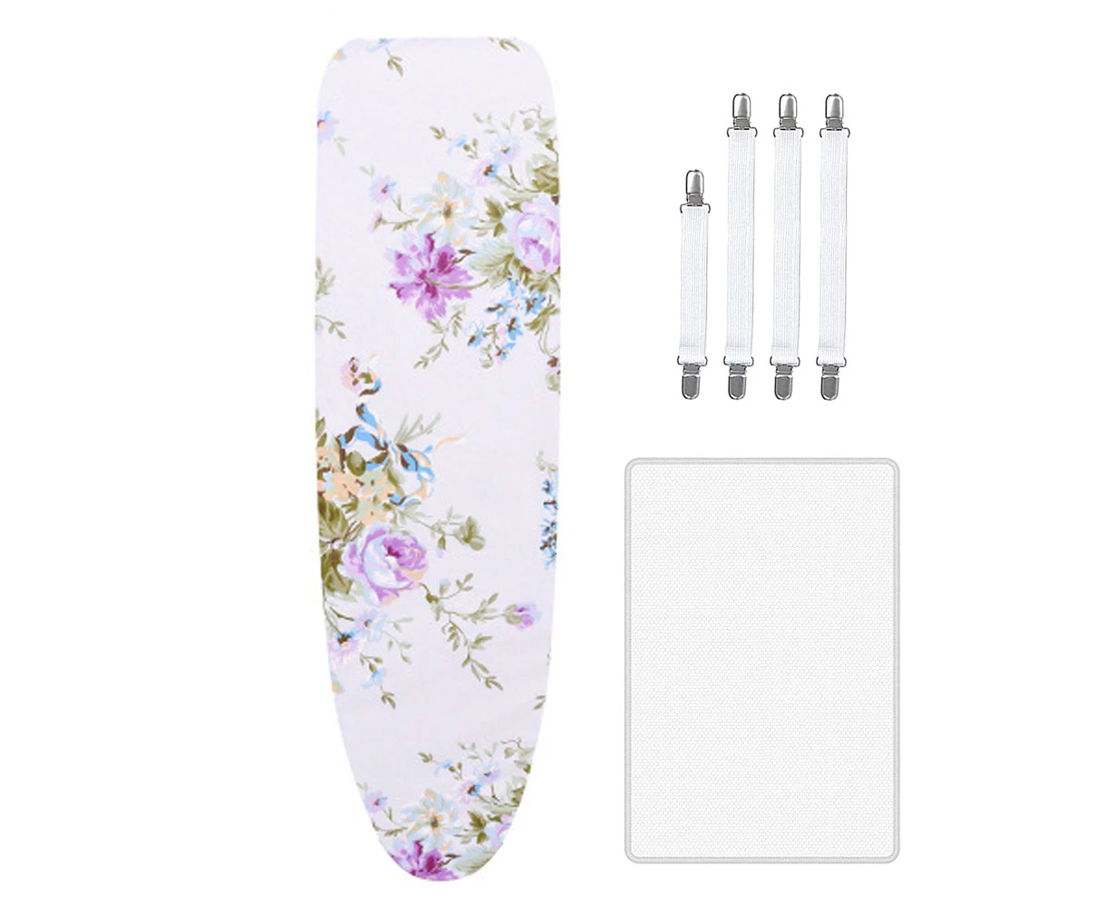 Youngshion 3 In 1 Thickened Padding Ironing Board Cover with Protective Mesh Cloth and 4 Fasteners for Standard and Large Size Boards