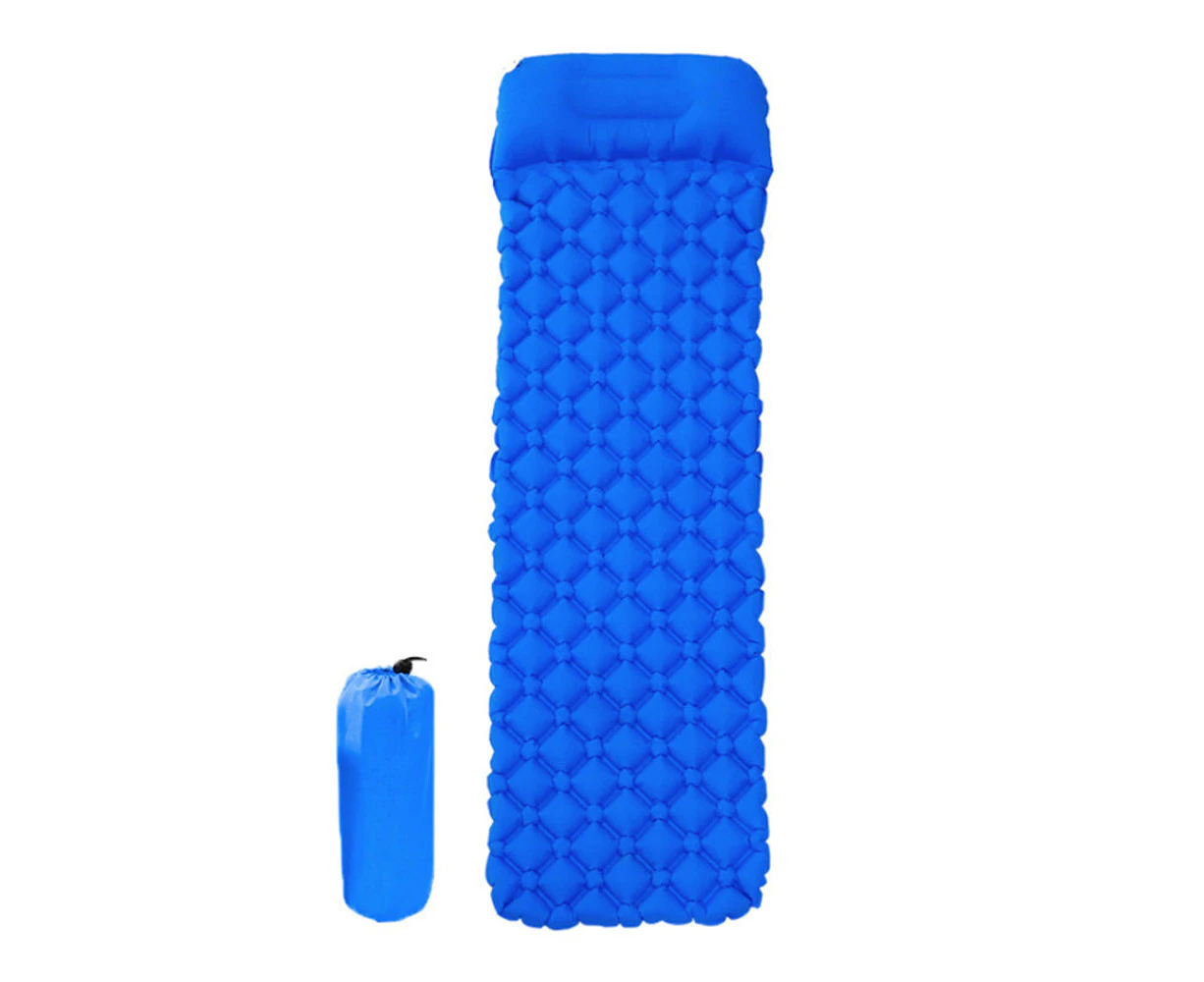 Youngshion Waterproof Inflatable Camping Mat Ultralight Air Sleeping Pad Mattress with Pillow and Carrying Bag for Trekking Backpacking and Traveling - Royal Blue