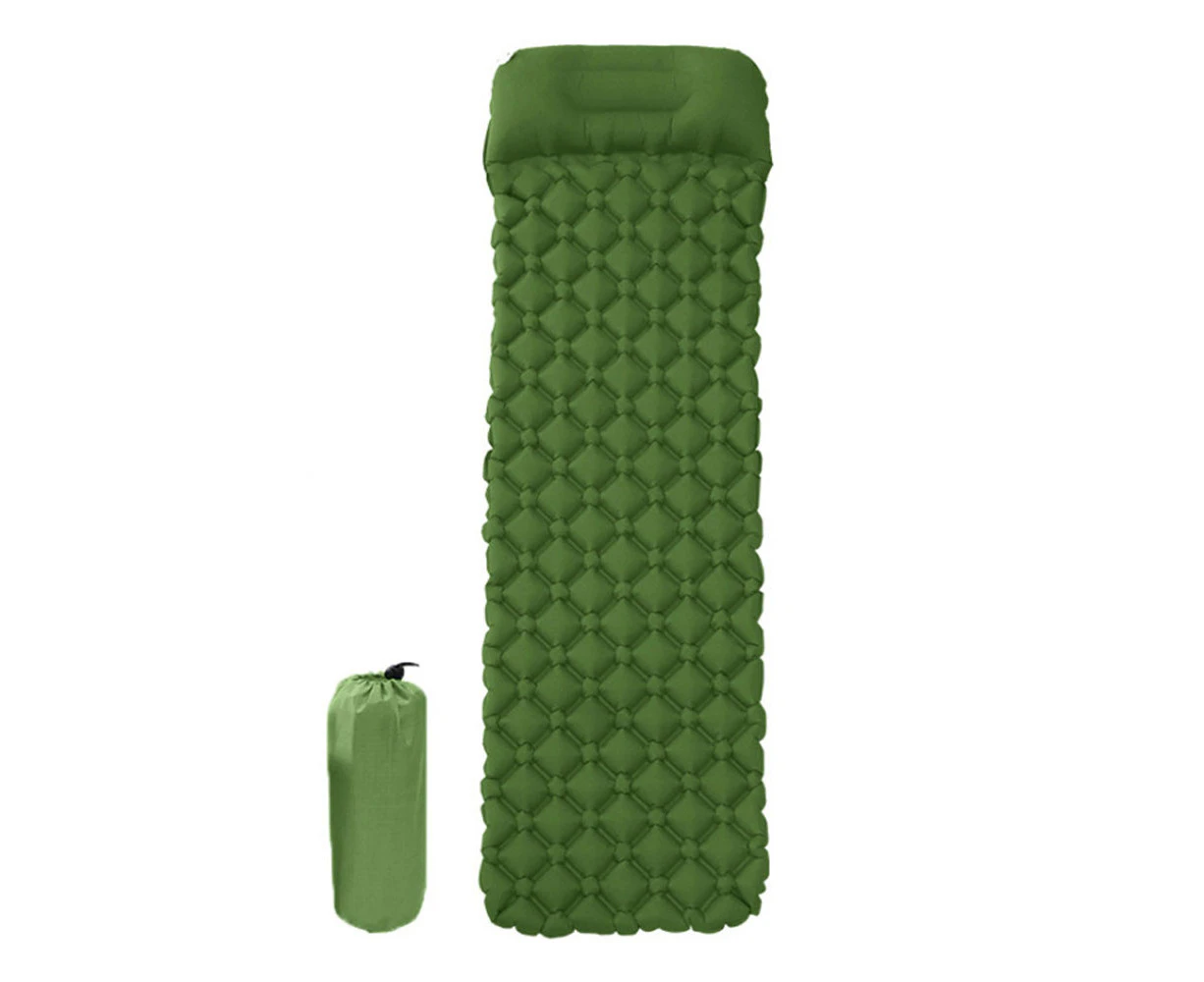 Youngshion Waterproof Inflatable Camping Mat Ultralight Air Sleeping Pad Mattress with Pillow and Carrying Bag for Trekking Backpacking and Traveling - Olive Green