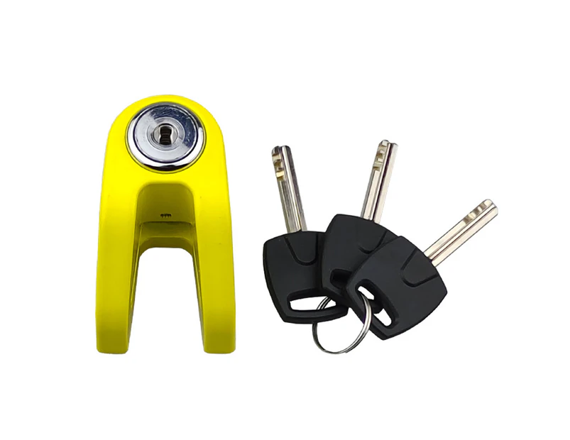 Mini Brake Lock High Hardness Solid Color Wear-resistant Anti-Theft Alloy Steel Anti-Scratch Motorcycle Disc Lock for Electric Bike Yellow