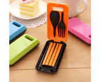 3Pcs Portable Travel Folding Fork Spoon Chopsticks Outdoor Camping Tableware Set Green