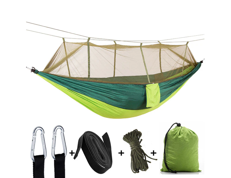 Portable Camping Jungle Outdoor Swing Hammock Mosquito Net Sleeping Hanging Bed Fruit Green+Blackish Green