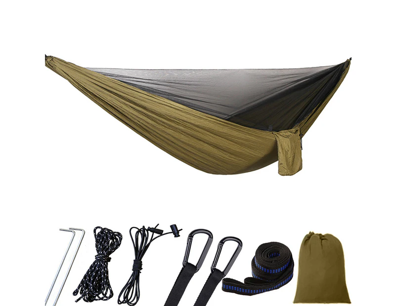 Camping Jungle Outdoor Swing Hammock Fast Open Mosquito Net Sleeping Hanging Bed Army Green