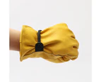 1 Pair Heat Insulate Glove Soft Sweat Absorption Adjustable Work Cowhide Leather Heat Resistant BBQ Gloves for Outdoor Yellow