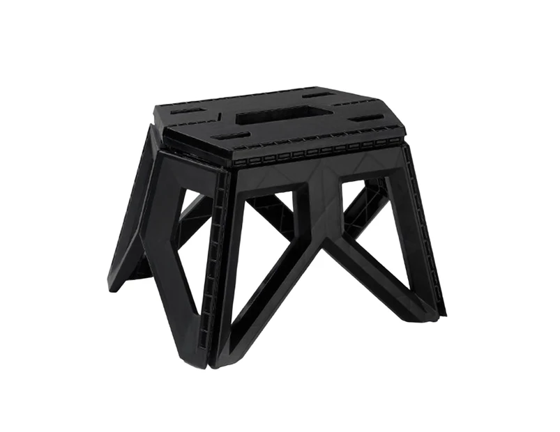 Solid Structure High Bearing Handle Folding Stool Portable Plastic Camping Step Stool Outdoor Supplies Black