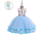 Princess Unicorn Dress Up for Little Girls Birthday Dresses Party - Blue