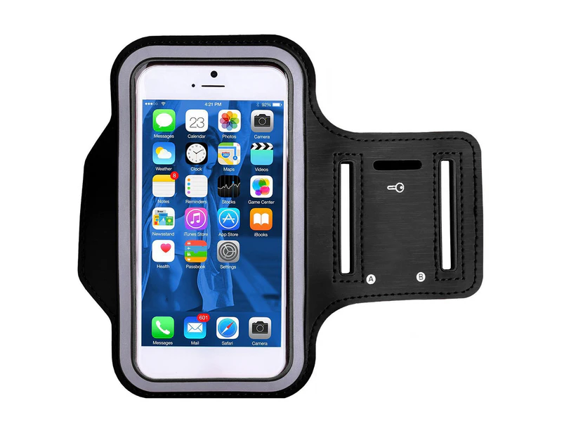 Arm Bag Waterproof Elastic PVC Touch Sensitive Cell Phone Armband for Outdoor Black