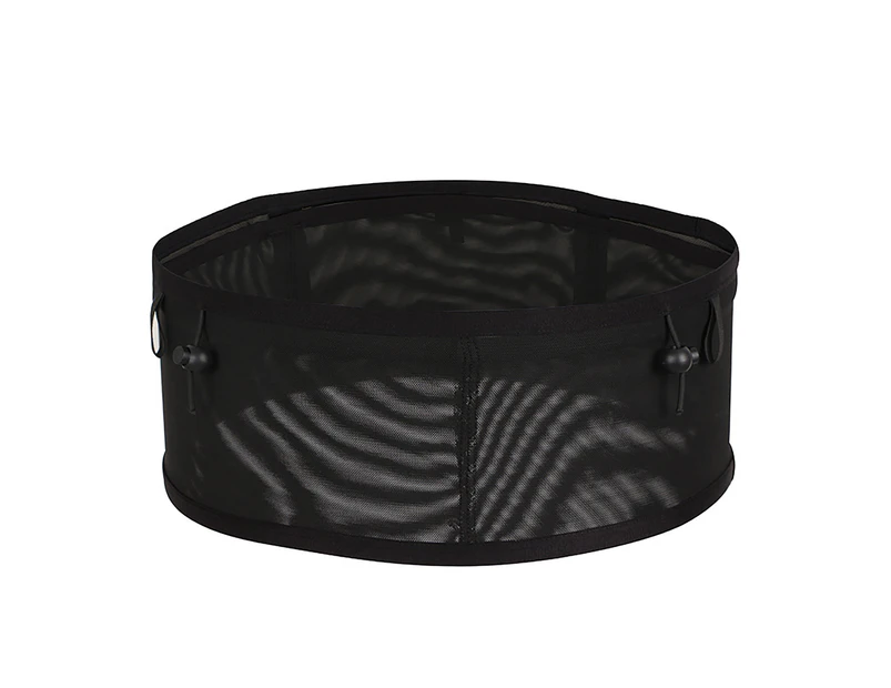 Black Waist Pack Large Capacity Lightweight Multi Pockets Elastic Mesh Fabric Waistbag for Running