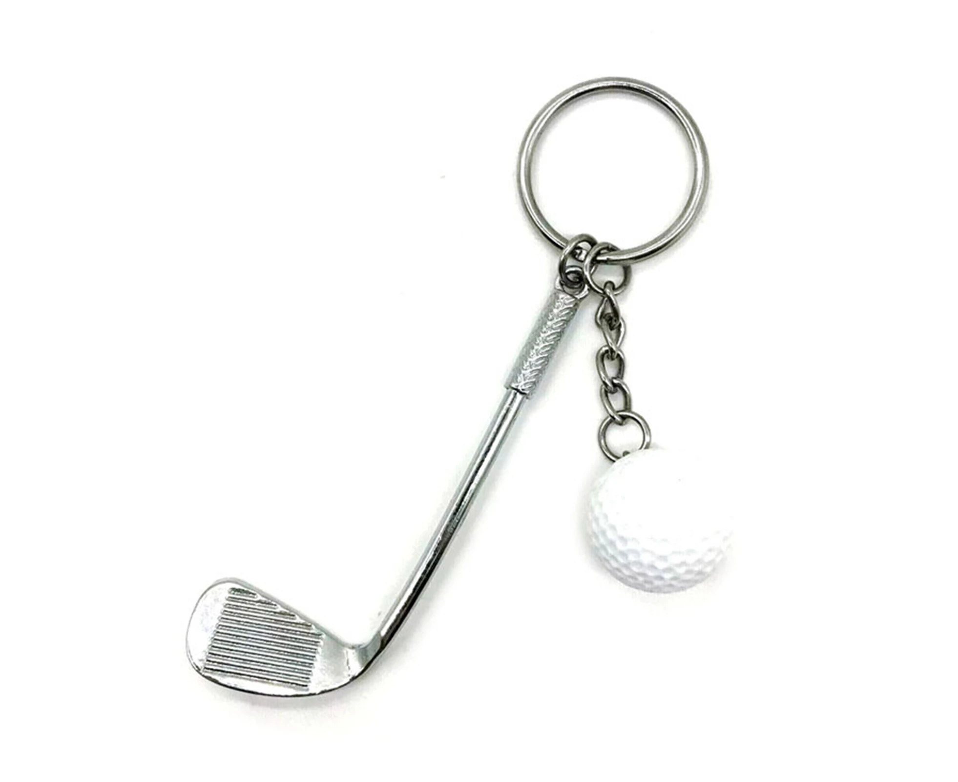 Lightweight Golf Ball Pendant Keychain Fashion Split Keyring for Sport Lovers White