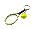 Simulation Mini Tennis Racket Ball Keychain Pendant Bag Key Ring Accessories Green