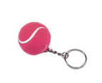 Key Ring Soft Lovely Flocking Mini Sport Ball Tennis Keychain for Kids Rose Red