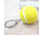 Key Ring Soft Lovely Flocking Mini Sport Ball Tennis Keychain for Kids Yellow