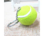 Key Ring Soft Lovely Flocking Mini Sport Ball Tennis Keychain for Kids Green
