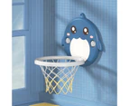 Compact Kid Basketball Kit Strong Absorption Suction Cup Design Whale Shape Basketball Hoop Kit for Home Blue 1