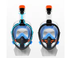 Snorkel Face Cover Single Tube Full Face Design Anti-Leak 180 Degree Panoramic View Face Snorkel Cover for Swimming Black  Blue