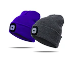 Unisex Outdoor Cycling Hiking LED Light Knitted Hat Winter Elastic Beanie Cap Black