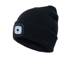 Unisex Outdoor Cycling Hiking LED Light Knitted Hat Winter Elastic Beanie Cap Fluorescent Yellow