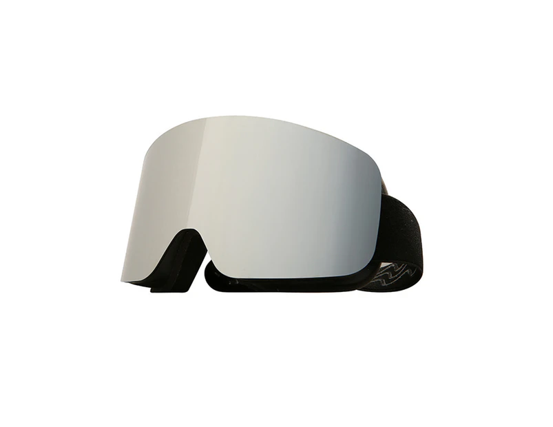 Ski Goggles Anti-fog UV Protection Adjustable Wide Vision Ski Snow Goggles for Men Black Silver