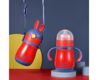 Water Bottle Multifunctional Rabbit Design Stainless Steel Gravity Ball Straw Baby Feeding Cup for Boys Red