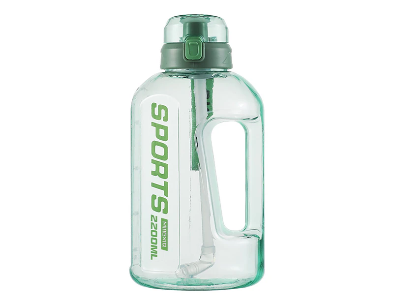 1500/2200ml Ergonomic Handgrip Large Capacity Sport Water Kettle One-Key Opening Transparent Soft Straw Sport Water Bottle for Indoor outdoor  Green