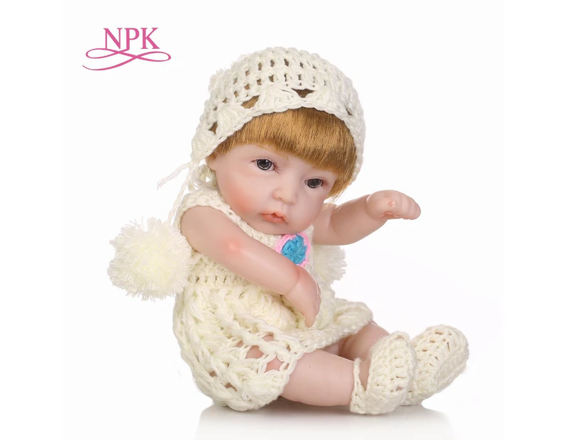 NPK Mini 12 Inch Soft Fully Body Silicone Reborn Dolls Sleeping Newborn Babies Bebes Reborn Realista Doll For Gift Bath Toy