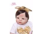 NPK New Arrival 55 cm Silicone Full Body Reborn Doll Real Life golden Princess Baby Doll Gift for Kid  Xmas gif
