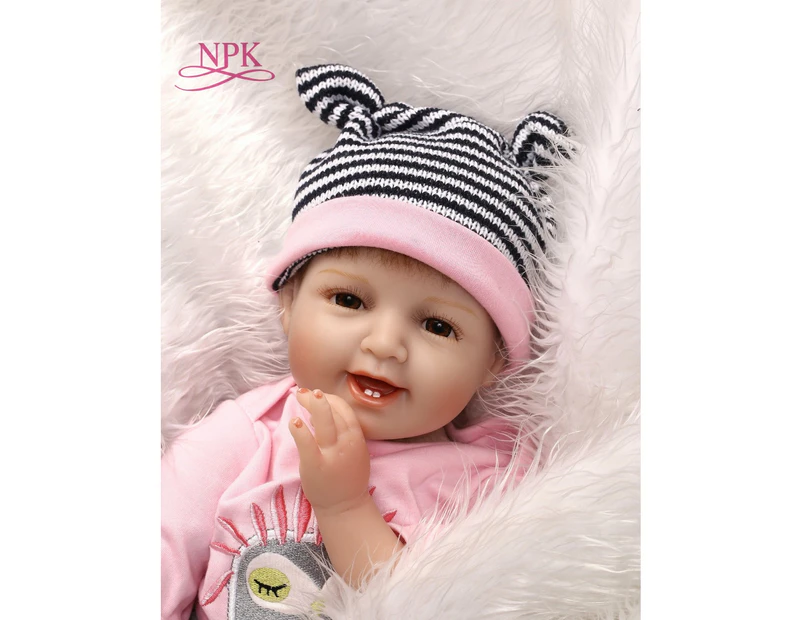 NPK Real Bebe girl doll reborn 55cm Soft Silicone Reborn Dolls kids baby toy dolls with rooted hair boneca de house plamates