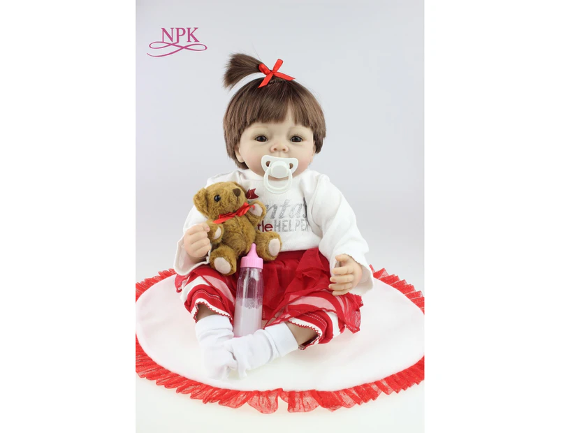 NPK Reborn Baby Doll Realistic Soft silicone Reborn Babies gifts for Girls 18 Inch Adorable Bebe Kids Brinquedos boneca Toys