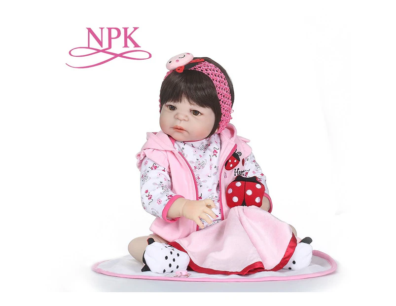 NPK Newborn Baby Doll reborn 56CM Inch Reborn Baby girl Real Life Living Doll Toys Soft Silicone Open Eyes waterproof bath toy