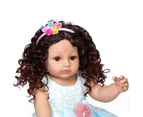 NPK Original Full Body Soft Silicone Flexible Real Touch Baby Princess Wear Blue Dress Curly Hair Fashion Girl Doll Xmas Gift
