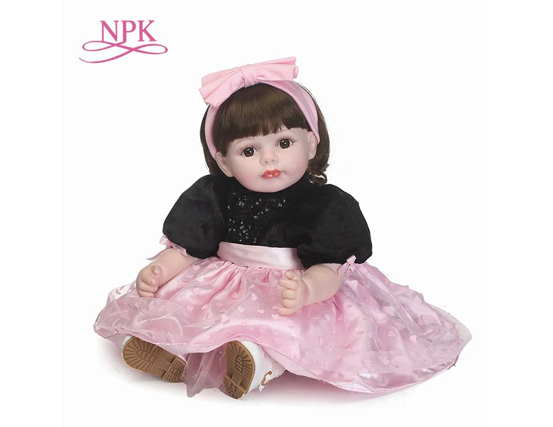 NPK simulation reborn baby doll soft real gentle touch children's Gift with beautiful clothes and wig hair