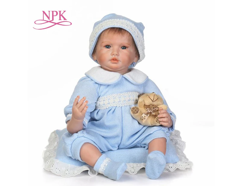 NPK soft silicone vinyl touch lovely lifelike reborn baby doll with soft mohair hair gifts for Birthday and Christmas
