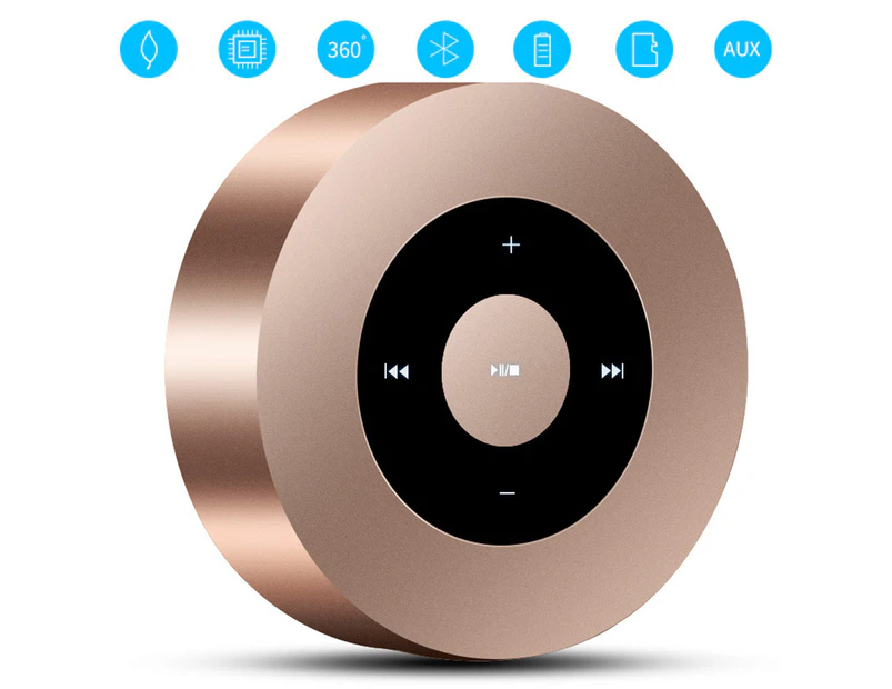 Touch Bluetooth Speaker with Waterproof Case, 8h Music, Louder - GOLD